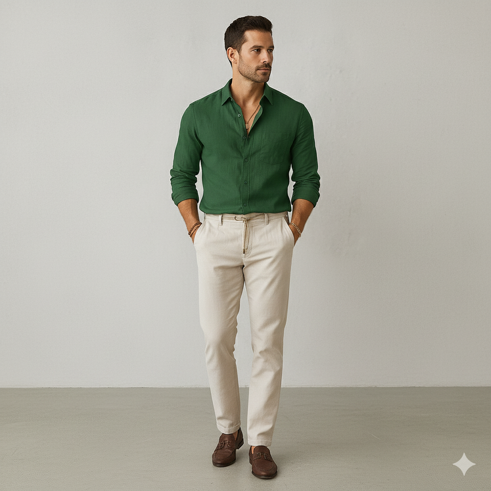 Herren Leinenhemd | Atmungsaktiv & Lässig für Herbst & Freizeit