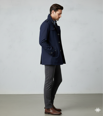 Eleganter Herren Trenchcoat mit Reverskragen | Herbst Übergang