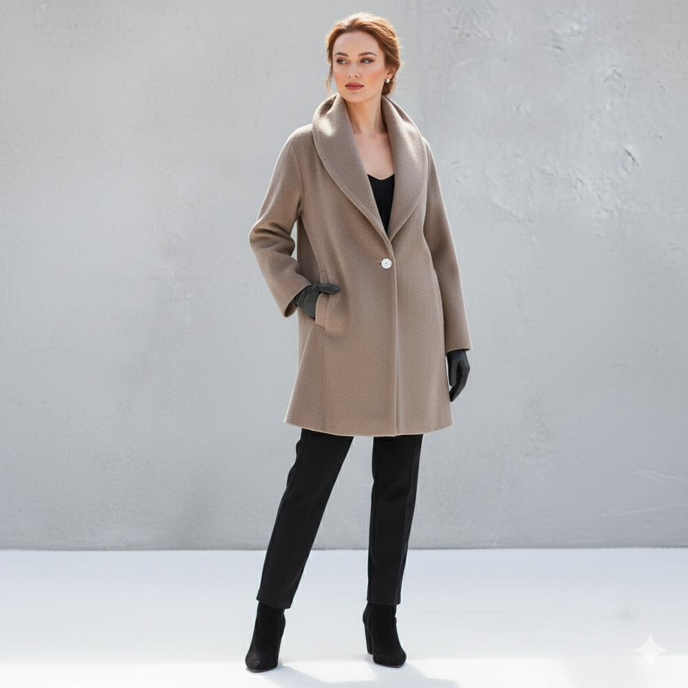 Damen Wollmantel Figurbetont Elegant | Stehkragen | Herbst Winter