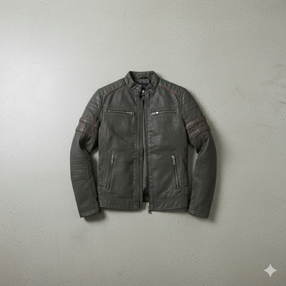 Herren Bikerjacke aus Veganleder mit Stehkragen | Herbst Winter