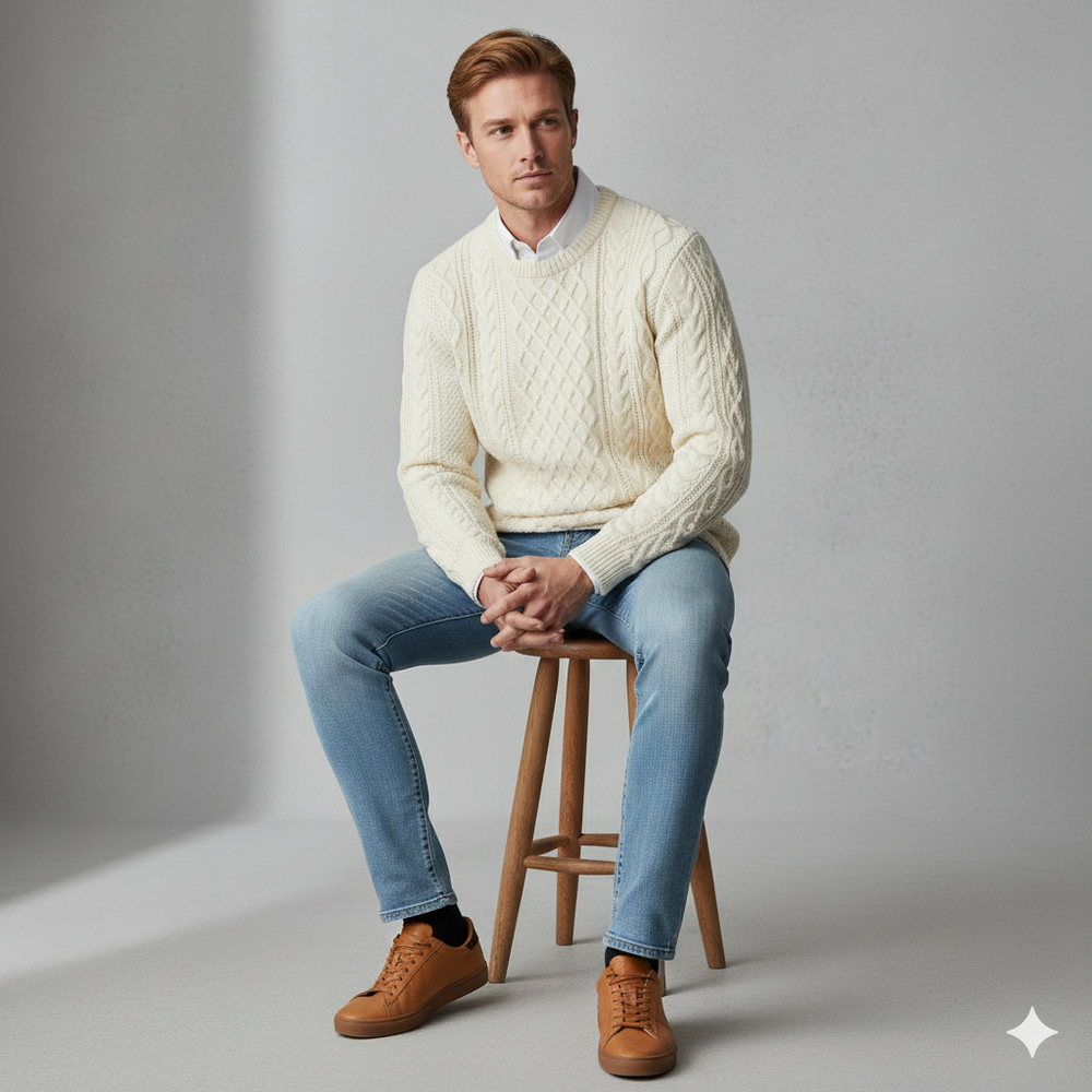 Herren Strickpullover mit Strukturmuster | Modern & Warm | Winter