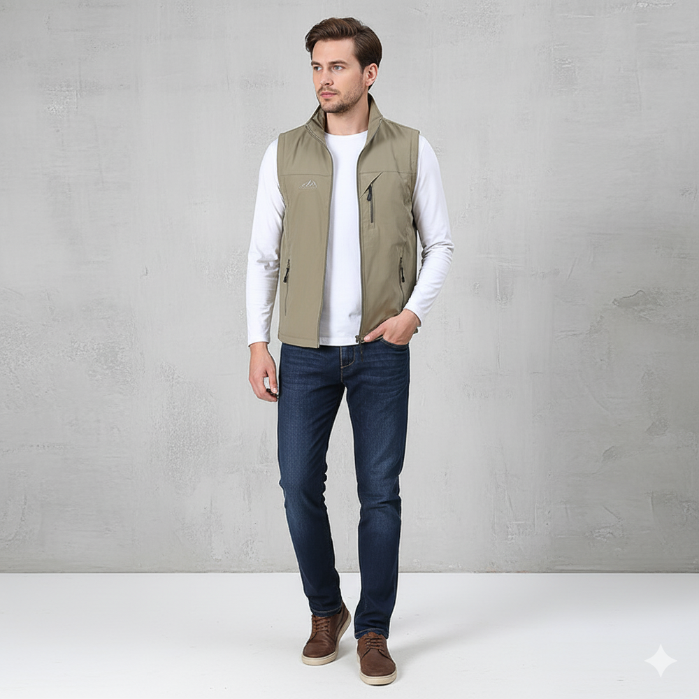 Herren Freizeitweste mit Reißverschluss | Leicht & Atmungsaktiv | Herbst