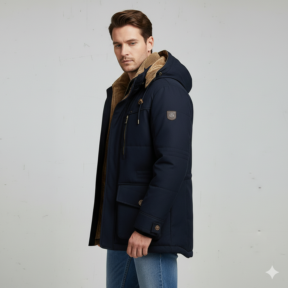 Warmer Herren Wintermantel mit Kapuze | Dick & Funktional