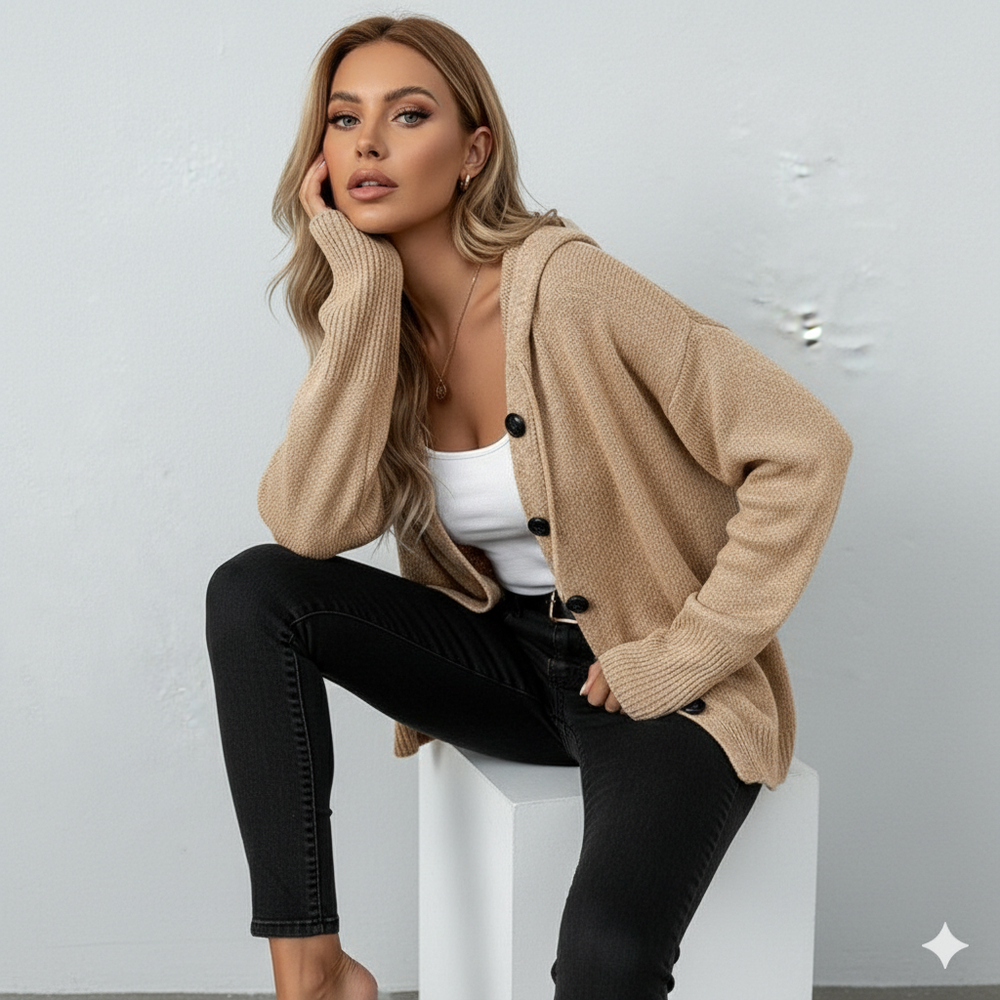 Lässiger Damen Strickjacke mit Knopfleiste | Herbst Winter