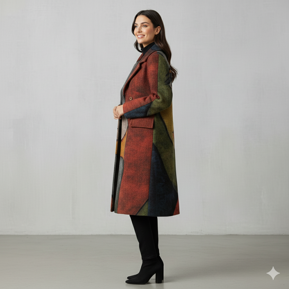 Damen Wollmantel mit Karomuster | Oversize & Warm | Winter