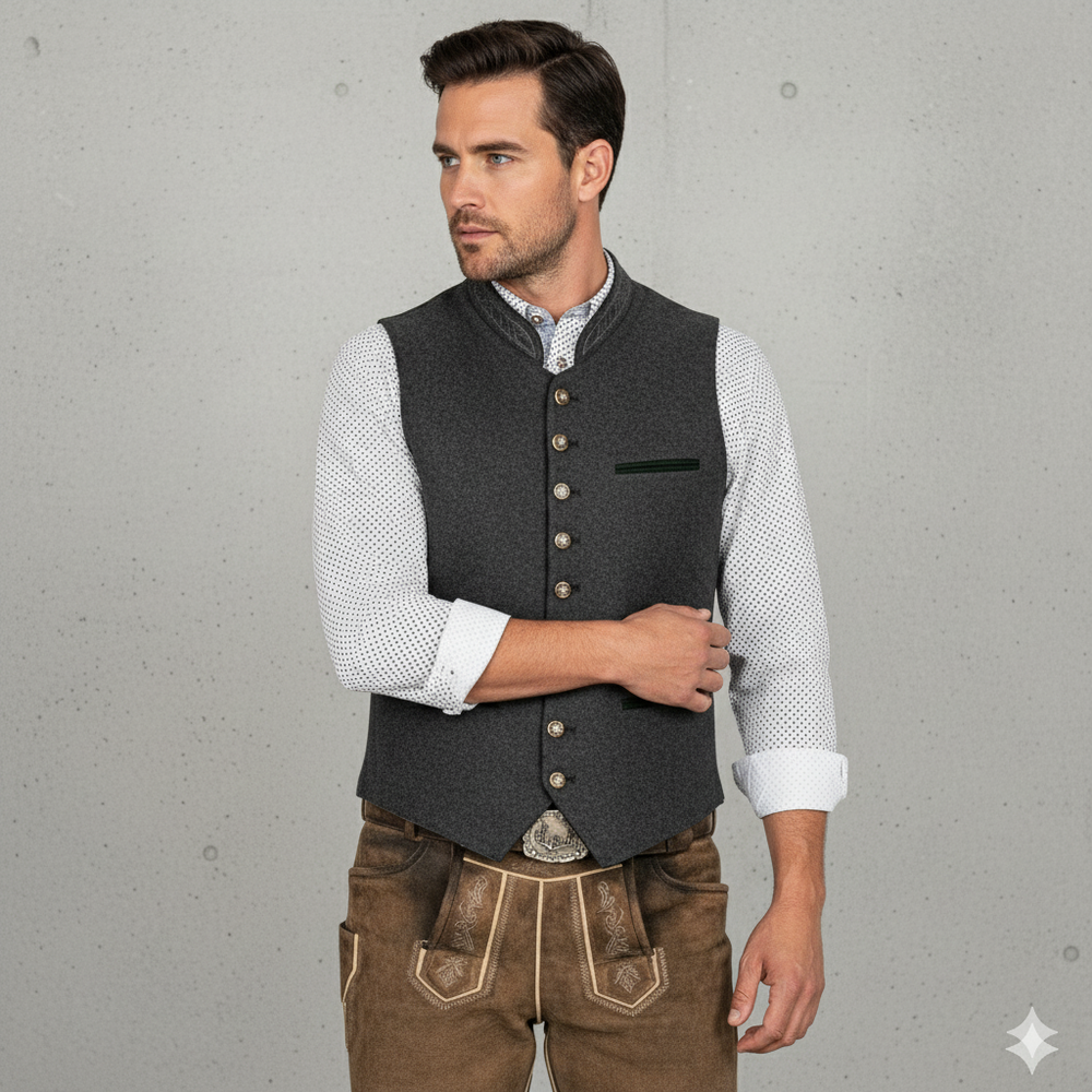 Traditionelle Herren Weste mit Stehkragen | Elegant | Oktoberfest