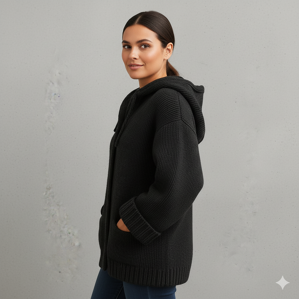 Kuscheliger Damen Strickjacke mit Kapuze | Warm für Herbst/Winter