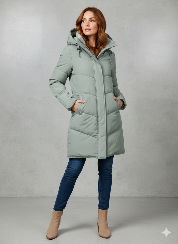 Damen Puffermantel mit Kapuze