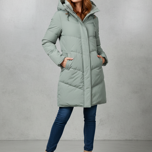 Damen Puffermantel mit Kapuze