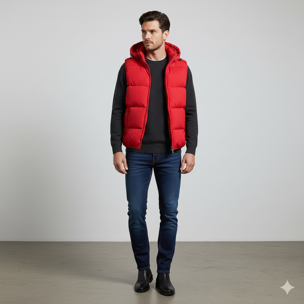 Herren Steppweste mit Kapuze | Warm & Bequem | Herbst/Winter