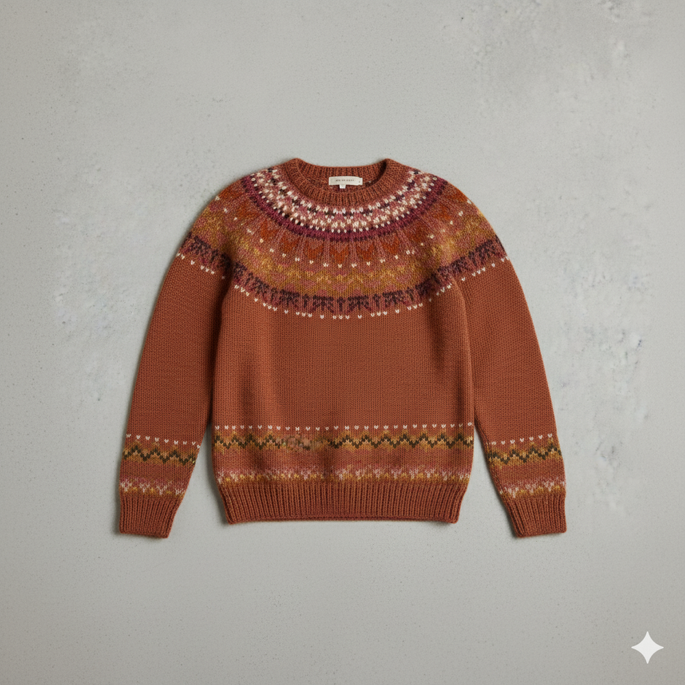 Damen Strickpullover mit Rundhals | Winter | Norweger-Muster