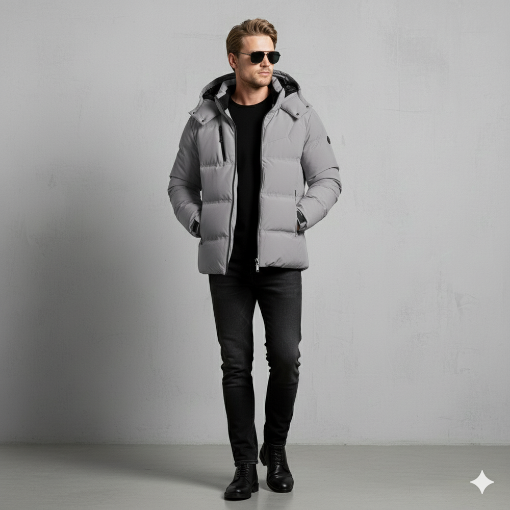 Warme Herren Daunenjacke mit Kapuze | Winter | Slim Fit
