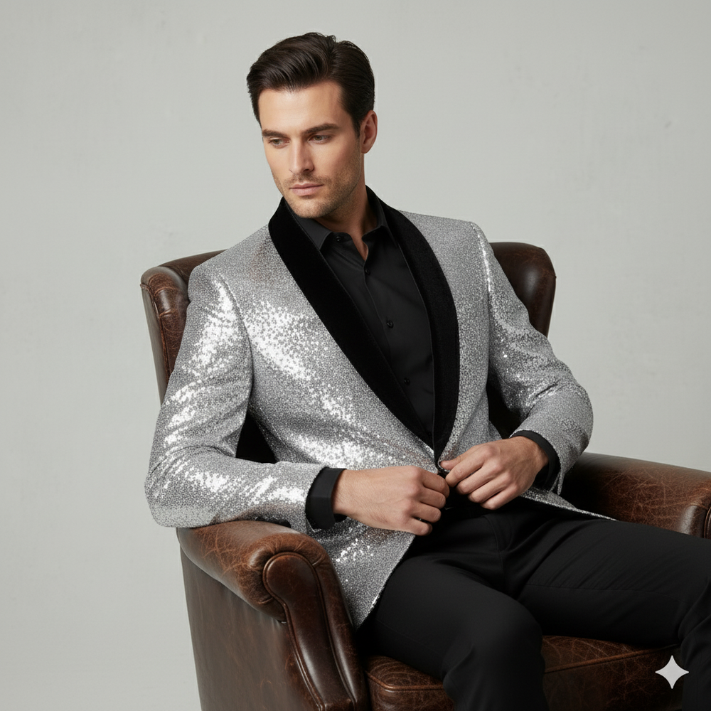 Herren Sakko mit Pailletten | Festlich & Elegant | Slim Fit