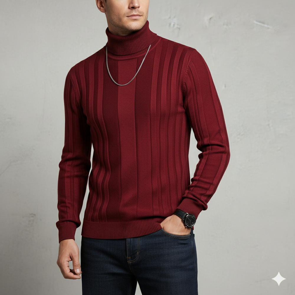 Herren Rollkragenpullover mit Strukturmuster