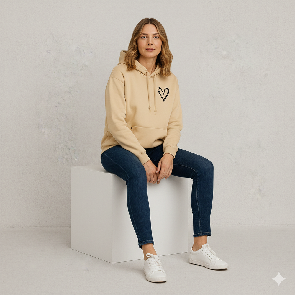 Damen Hoodie mit Herz Print | Lässig & Bequem