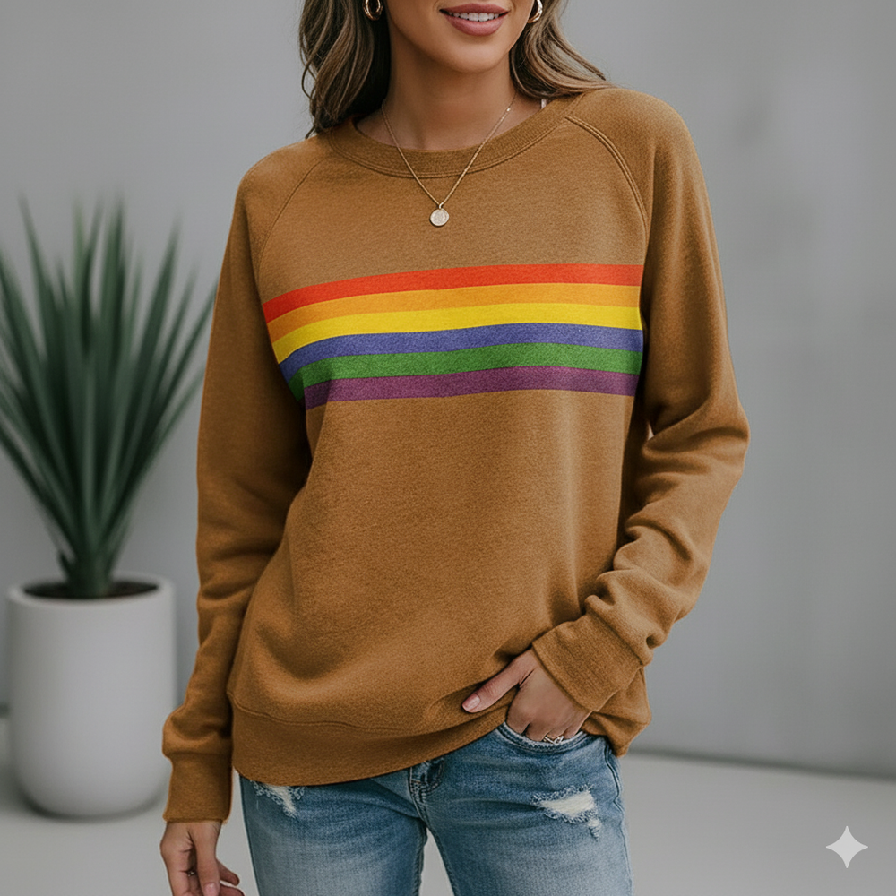 Damen Pullover mit Rundhalsausschnitt | Gestreift & Freizeit