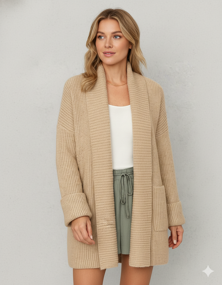 Damen Strickjacke mit Reverskragen | Warm & Lässig Winter