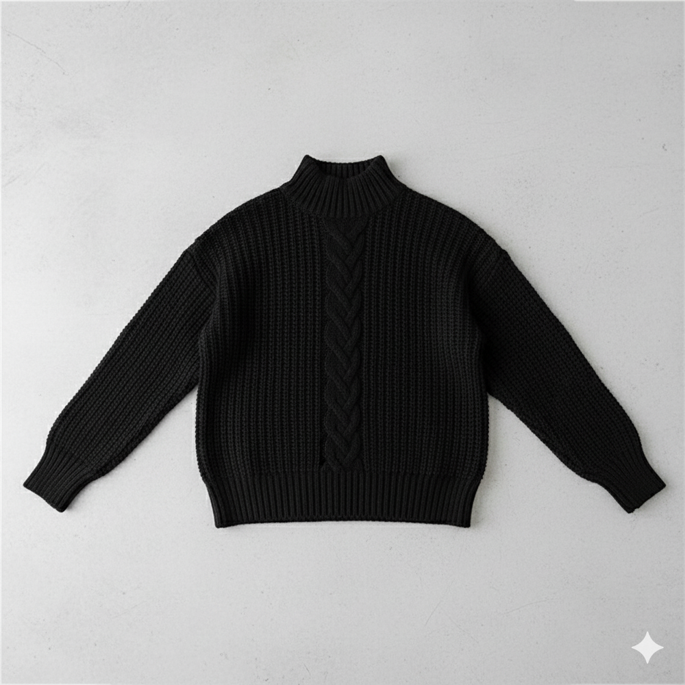 Damen Strickpullover mit Zopfmuster | Warm & Hochgeschlossen | Winter