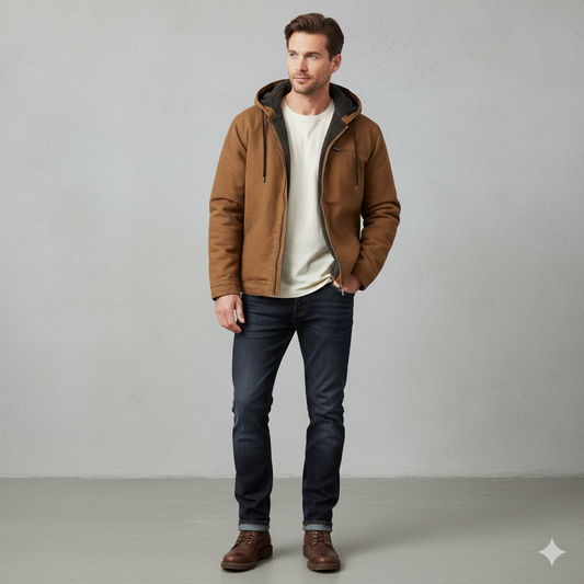 Warme Herren Kapuzenjacke mit Fleecefutter | Herbst Winter