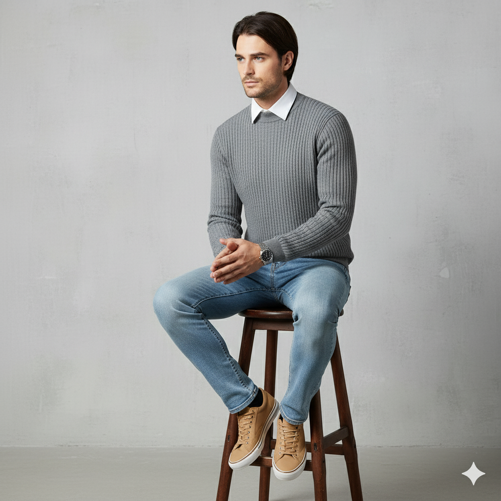 Herren Strickpullover mit Rollkragen | Slim Fit | Winter