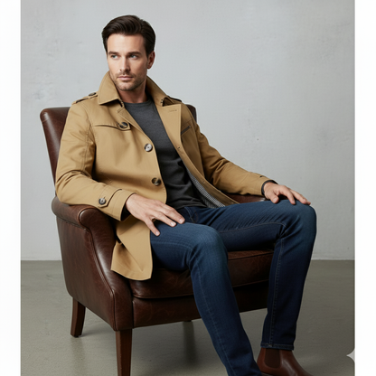 Eleganter Herren Trenchcoat mit Reverskragen | Herbst Übergang