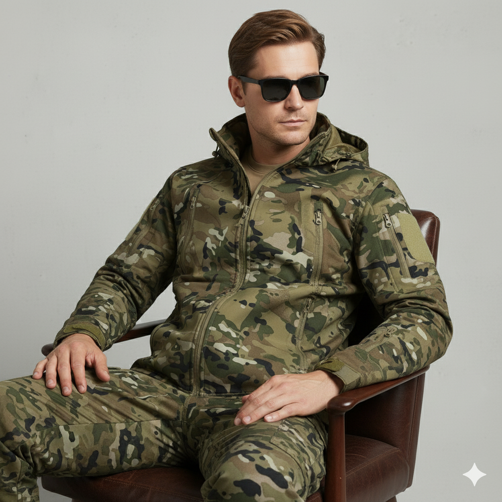 Herren Outdoor Taktikanzug mit Kapuze | Wasserabweisend & Winter