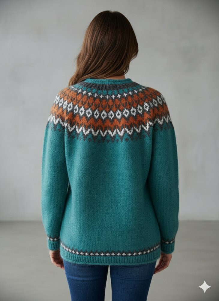 Damen Strickpullover mit Rundhals | Winter | Norweger-Muster