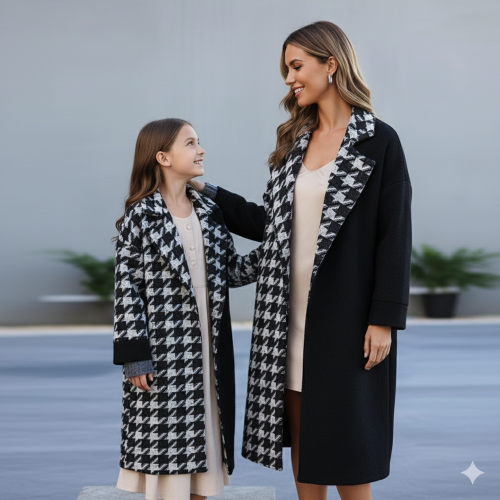 Damen Wollmantel mit Karomuster | Oversize & Warm | Winter