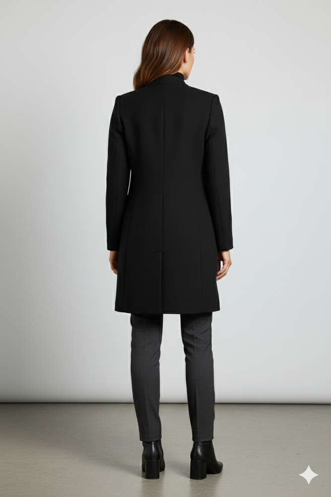 Damen Wollmantel mit Stehkragen | Schmaler Schnitt & Elegant | Herbst/Winter