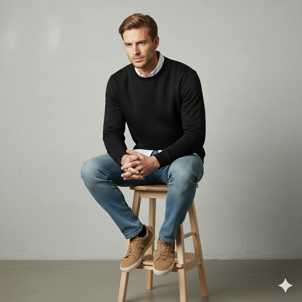 Herren Sweatshirt mit Rundhalsausschnitt