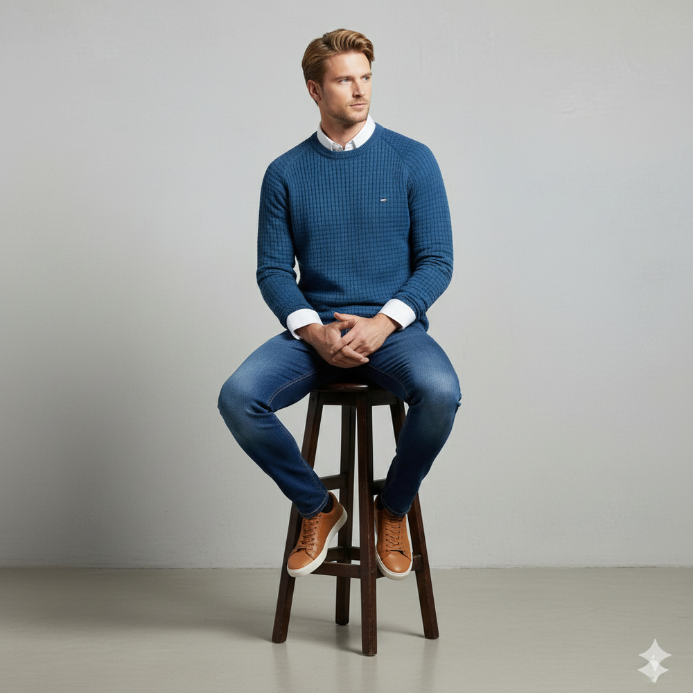 Herren Baumwollpullover mit Karomuster | Modern & Bequem