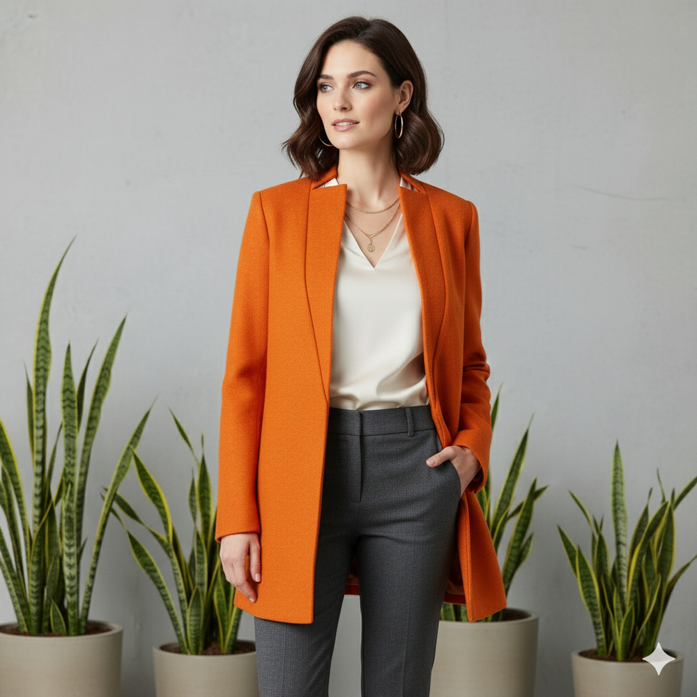 Damen Wollmantel mit Stehkragen | Schmaler Schnitt & Elegant | Herbst/Winter