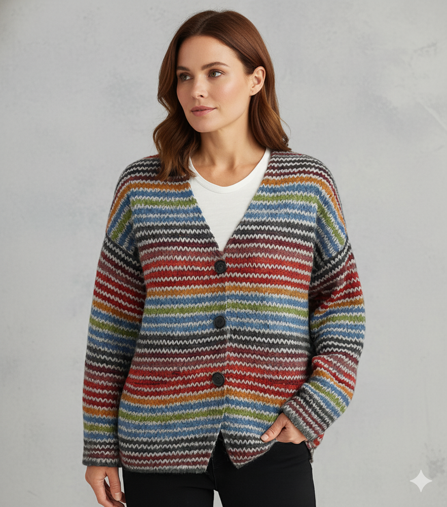 Damen Strickjacke mit abstraktem Print | Herbst/Winter | Stylisch