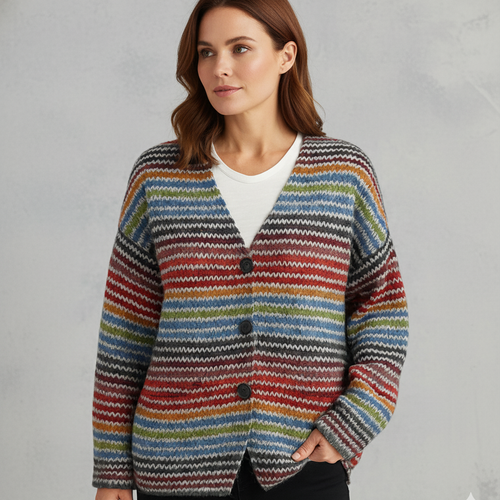 Damen Strickjacke mit abstraktem Print | Herbst/Winter | Stylisch