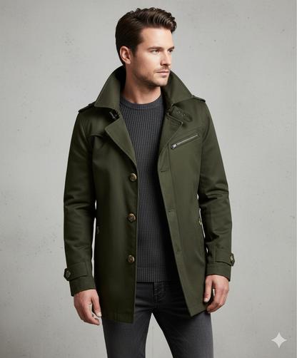 Eleganter Herren Trenchcoat mit Reverskragen | Herbst Übergang