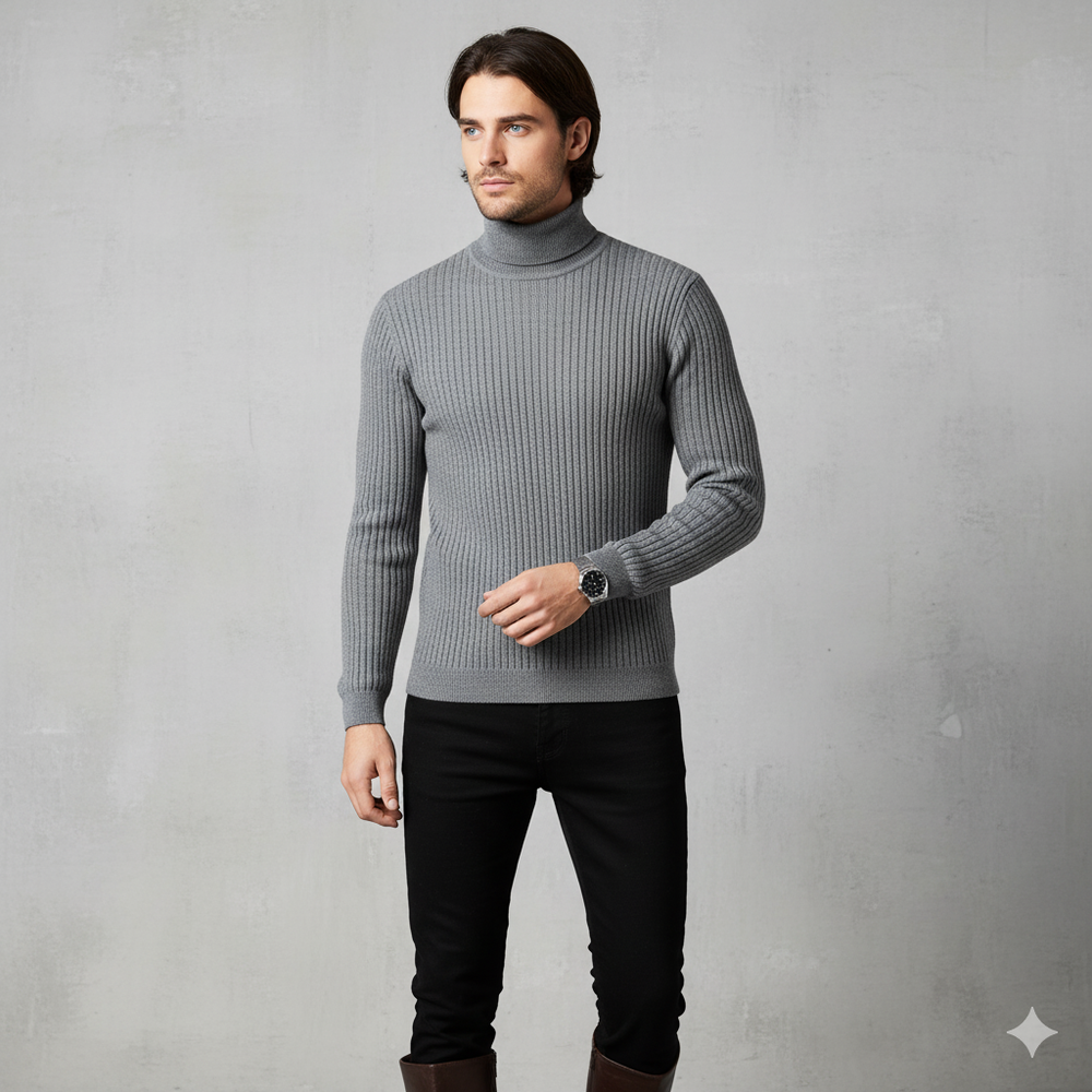 Herren Strickpullover mit Rollkragen | Slim Fit | Winter
