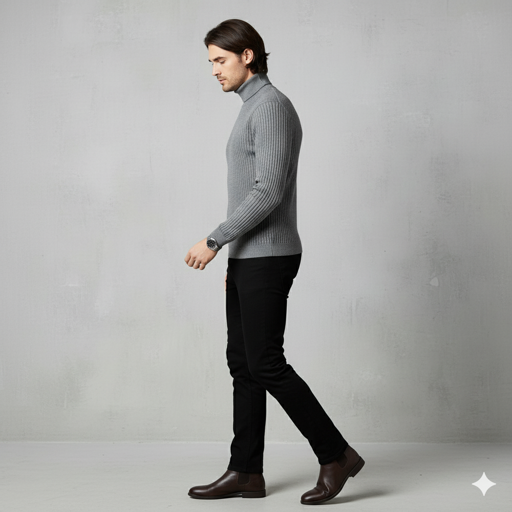 Herren Strickpullover mit Rollkragen | Slim Fit | Winter