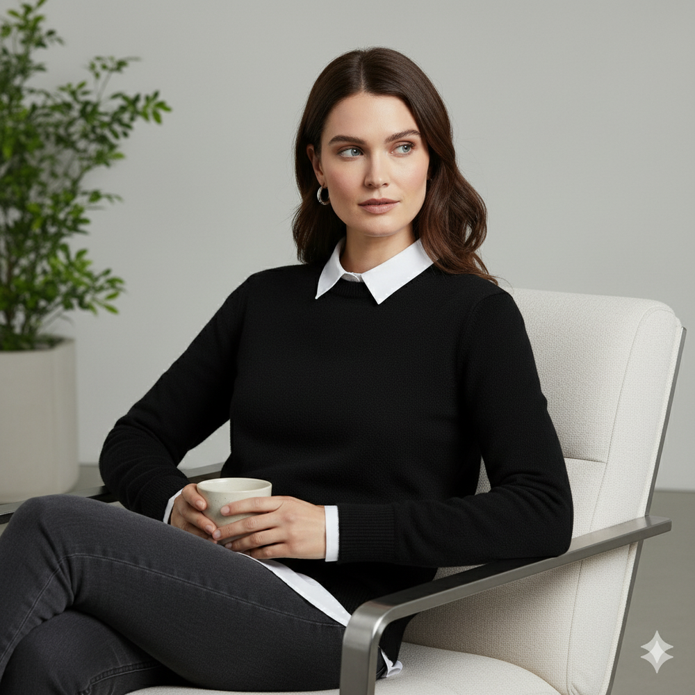 Kuscheliger Damen Strickpullover mit Rundhalsausschnitt | Winter | Elegant