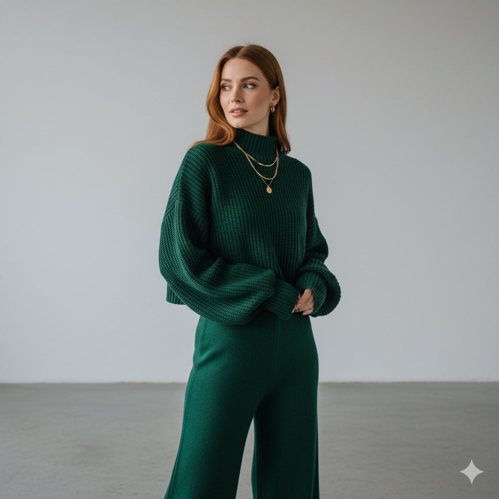 Damen Rollkragen Set mit Langarm | Lässig & Bequem | Winter