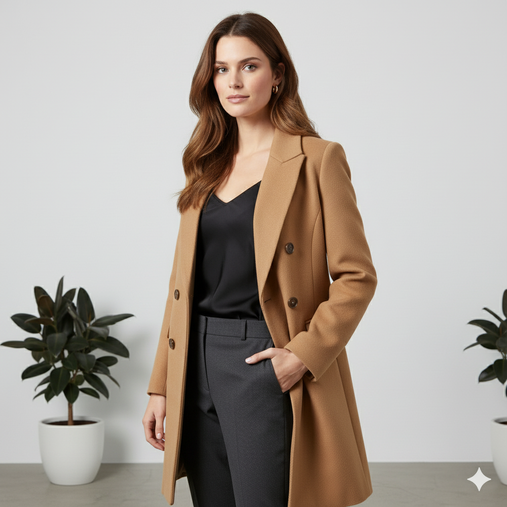 Damen Wollmantel mit Reverskragen | Doppelreihig & Klassisch | Winter