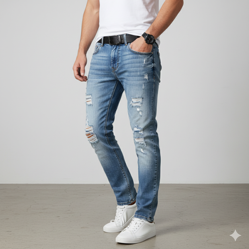Herren Jeans Slim Fit | Modern mit Rissen & Lässig