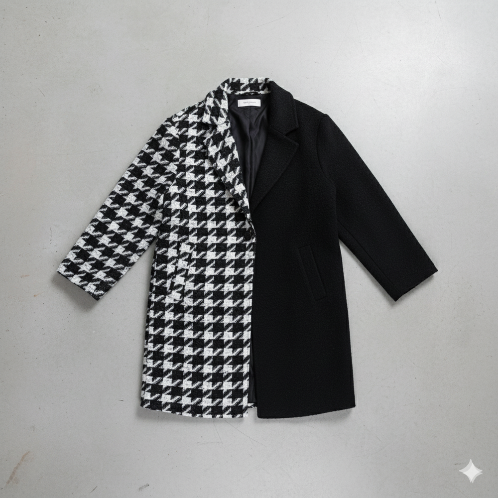 Damen Wollmantel mit Karomuster | Oversize & Warm | Winter