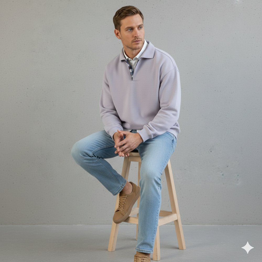 Lässiger Herrenpullover mit Reverskragen | Bequem | Freizeit