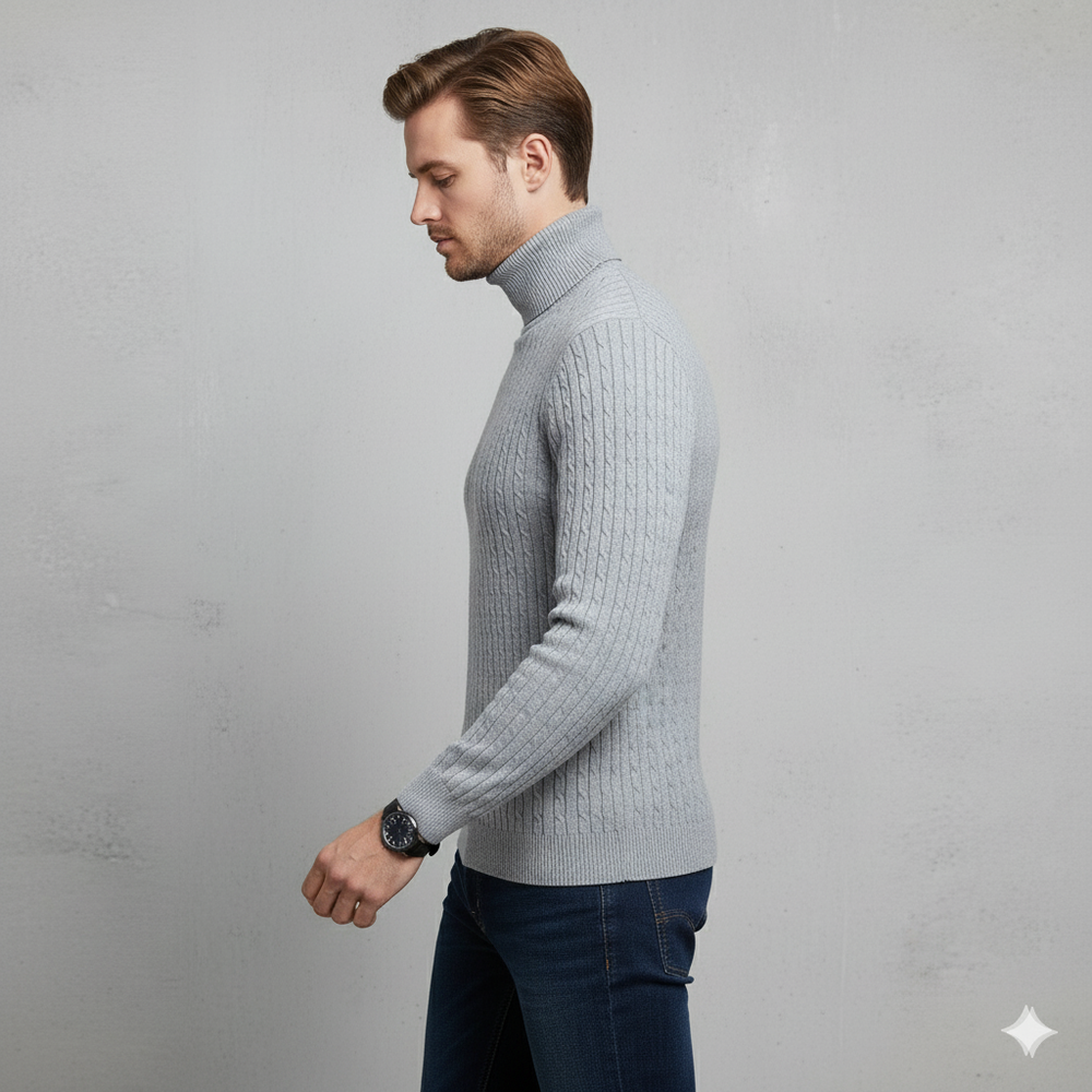 Herren Strickpullover mit Rollkragen | Slim Fit | Winter