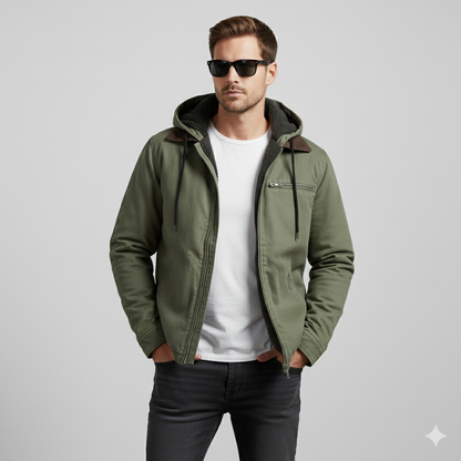 Warme Herren Kapuzenjacke mit Fleecefutter | Herbst Winter