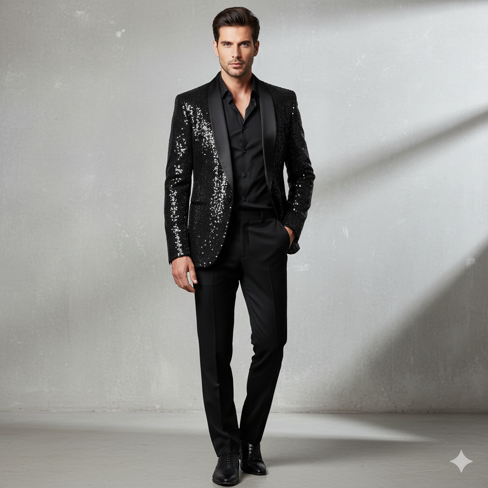 Herren Sakko mit Pailletten | Festlich & Elegant | Slim Fit