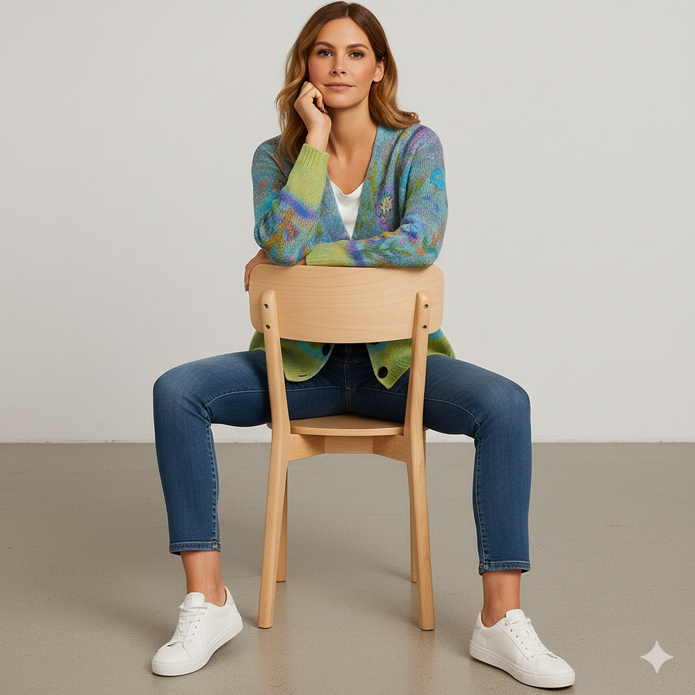 Damen Cardigan mit buntem Strickjacke | Herbst Winter