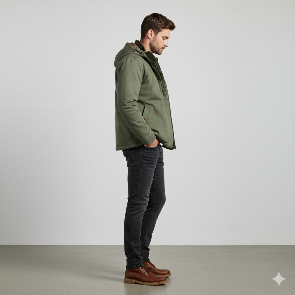 Warme Herren Kapuzenjacke mit Fleecefutter | Herbst Winter