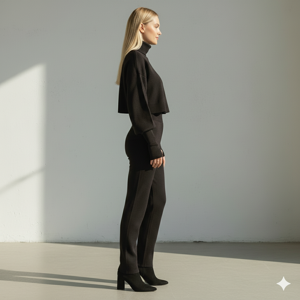 Damen Rollkragen Set mit Langarm | Lässig & Bequem | Winter