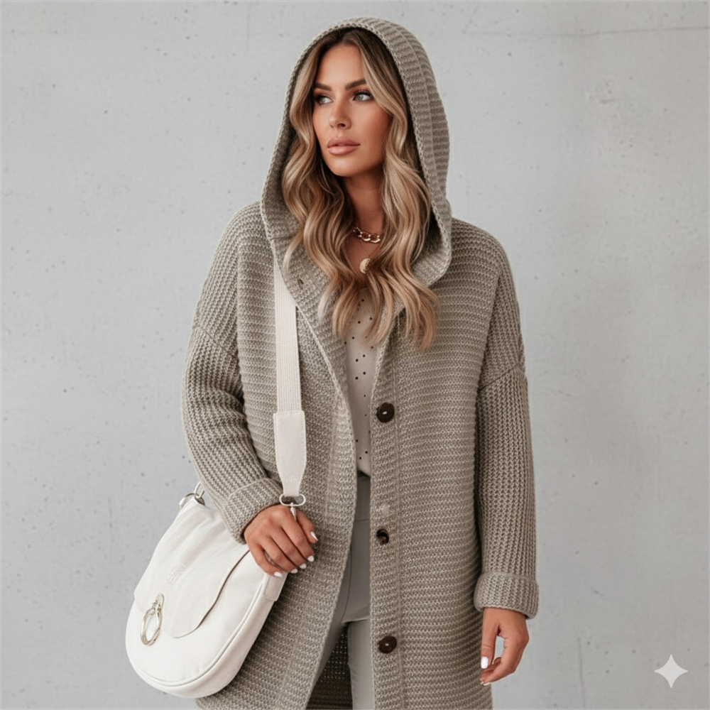 Damen Strickjacke mit Kapuze | Locker & Warm für Herbst Winter